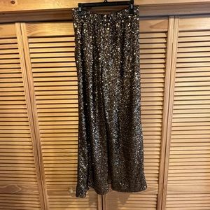 Banana Republic Sequin Wide Leg pants size small black and gold